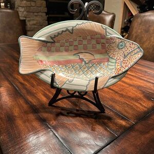 Mackenzie-childs Hand Painted VINTAGE Ceramic Fish Plate Circa 1990